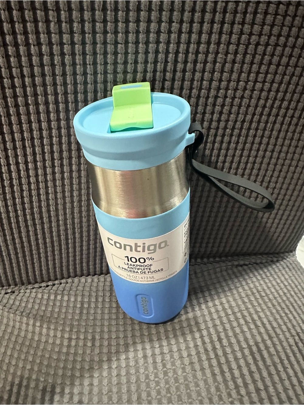Contigo DualSip 16oz Stainless Steel Vacuum-Insulated Water Bottle 2-in-1 lid NE
